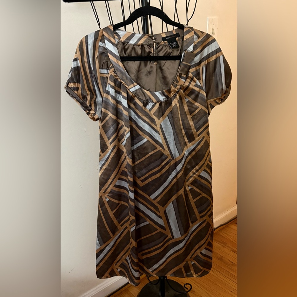 BCBGMaxAzria Geometric Brown and Gray Blouse
